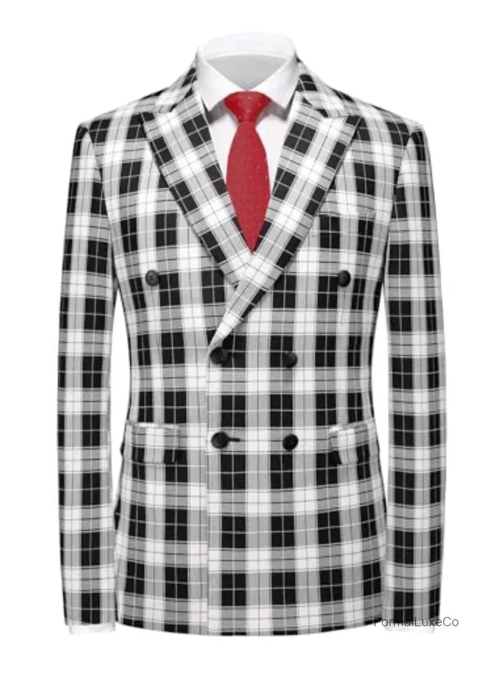 Men's 3-Piece Plaid Suit Slim Fit Checkered Tuxedo Set Jacket Vest Pants